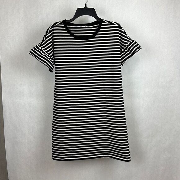 Old Navy Mini Dress Size Small Black White Stripe Short Sleeve - Picture 1 of 5